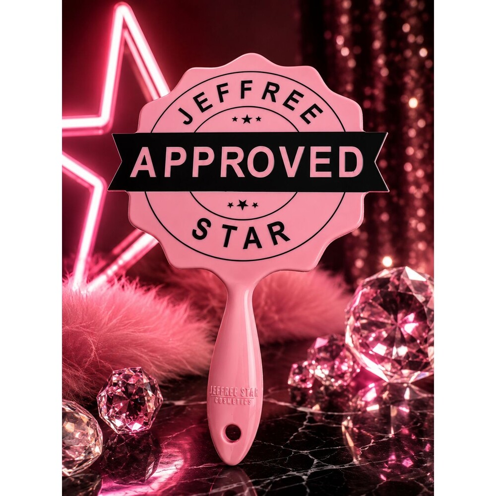 Jeffree Star Cosmetics Pink Chrome 'Jeffree Star Approved' Hand Mirror IOB New!